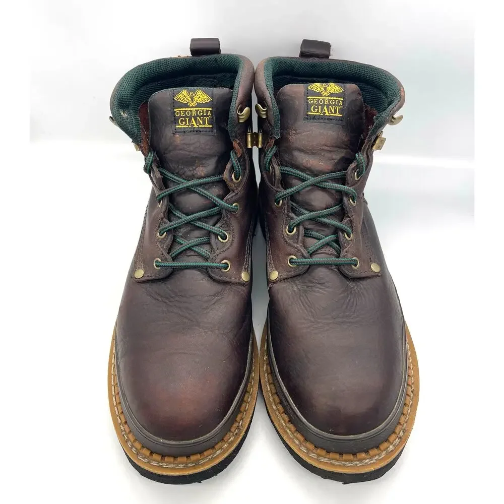 Georgia Giant Men”s 6” Steel Toe Brown Leather Work Boots G6374 Size 14